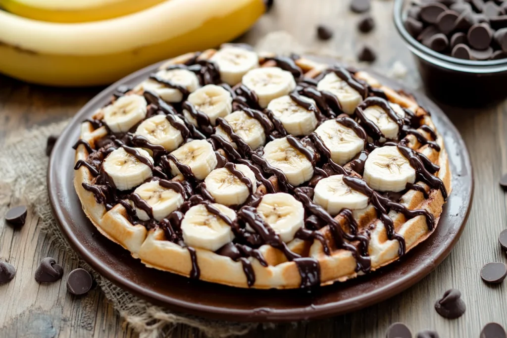 Chocolate Chip and Banana Dessert Waffles