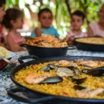 Family enjoying lunch in Spanish culture