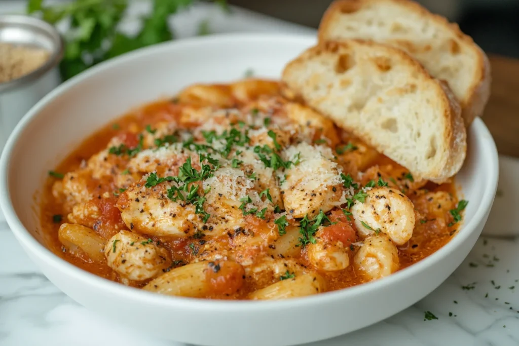 Served Garlic Parmesan Pasta