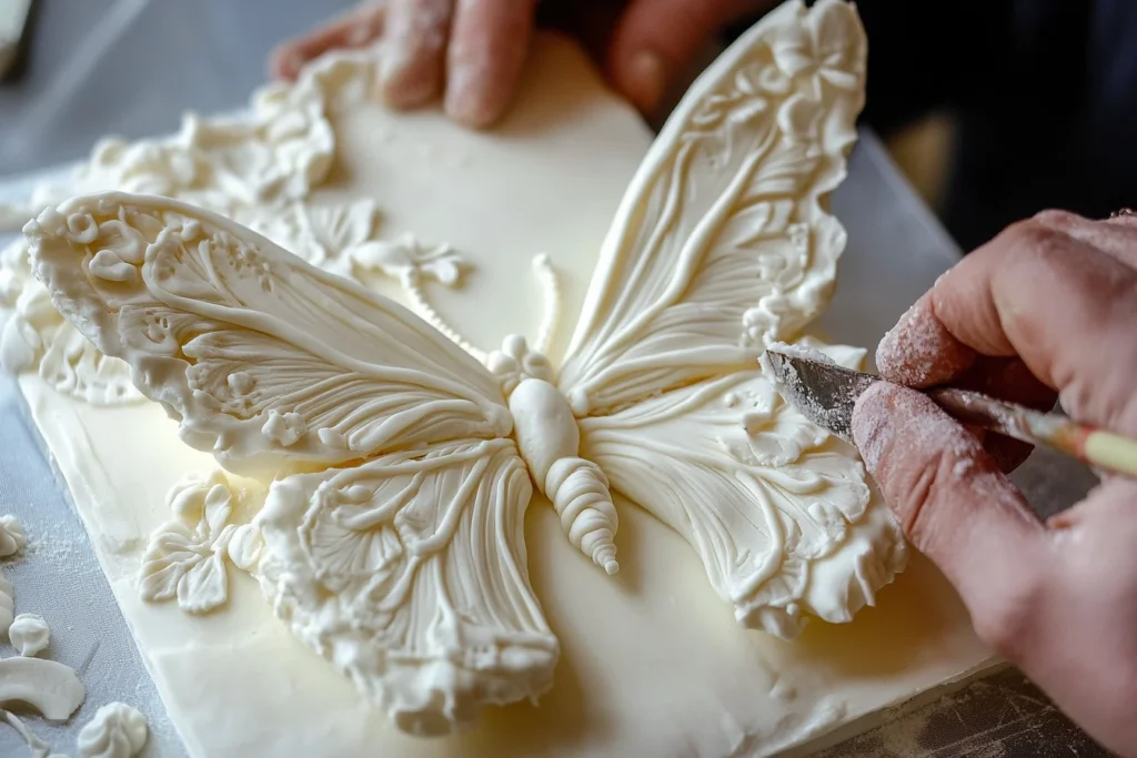 "Step-by-step butterfly cake baking"