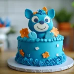 Bluey-themed birthday cake at home