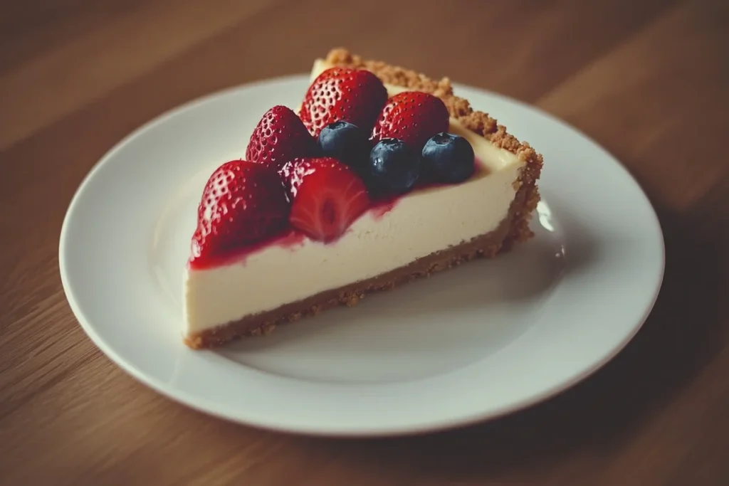 Classic cheesecake topped with berries