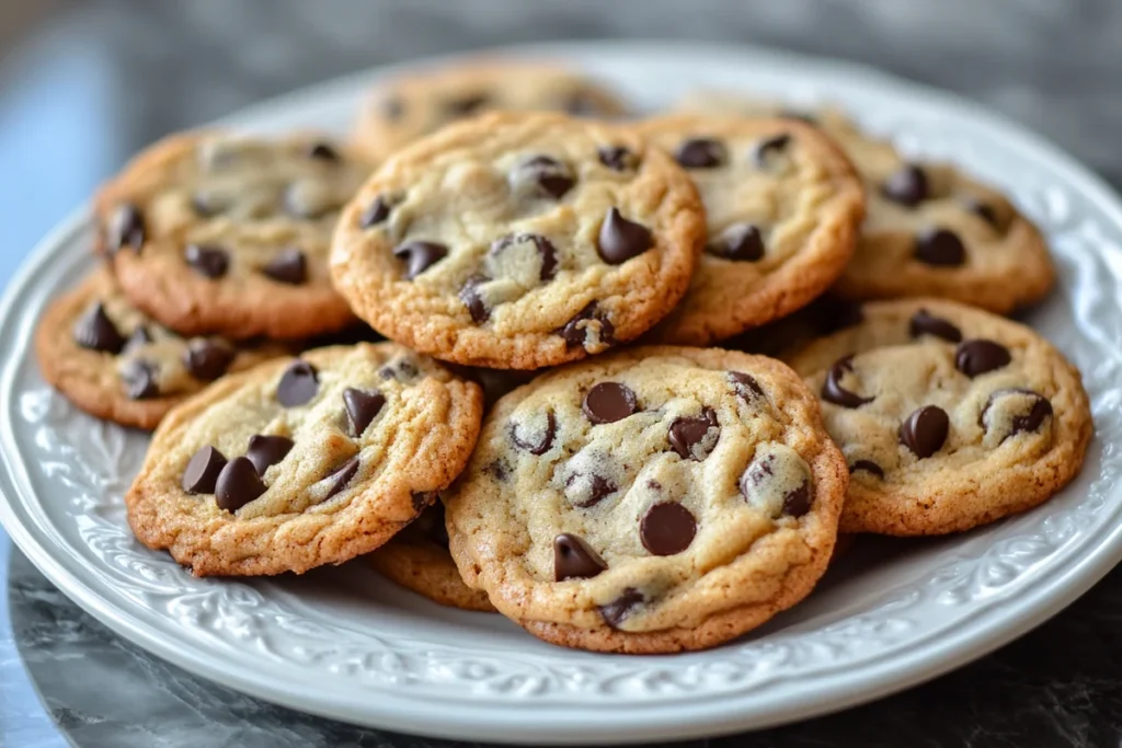 Freshly baked cookies with chocolate chips