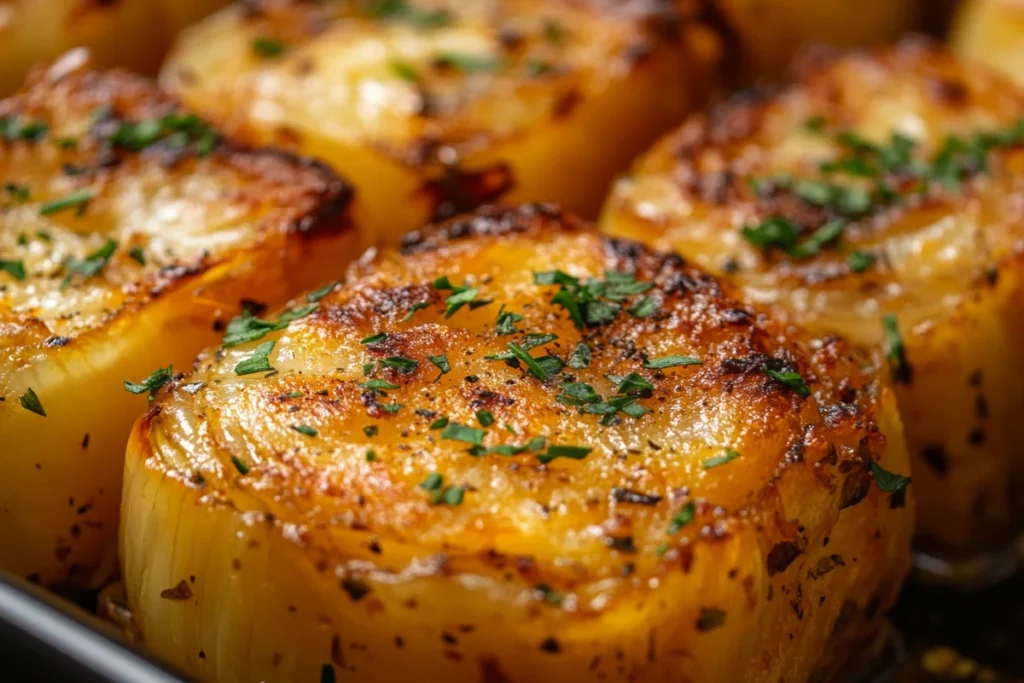 Onion boils served on a plate with seasoning