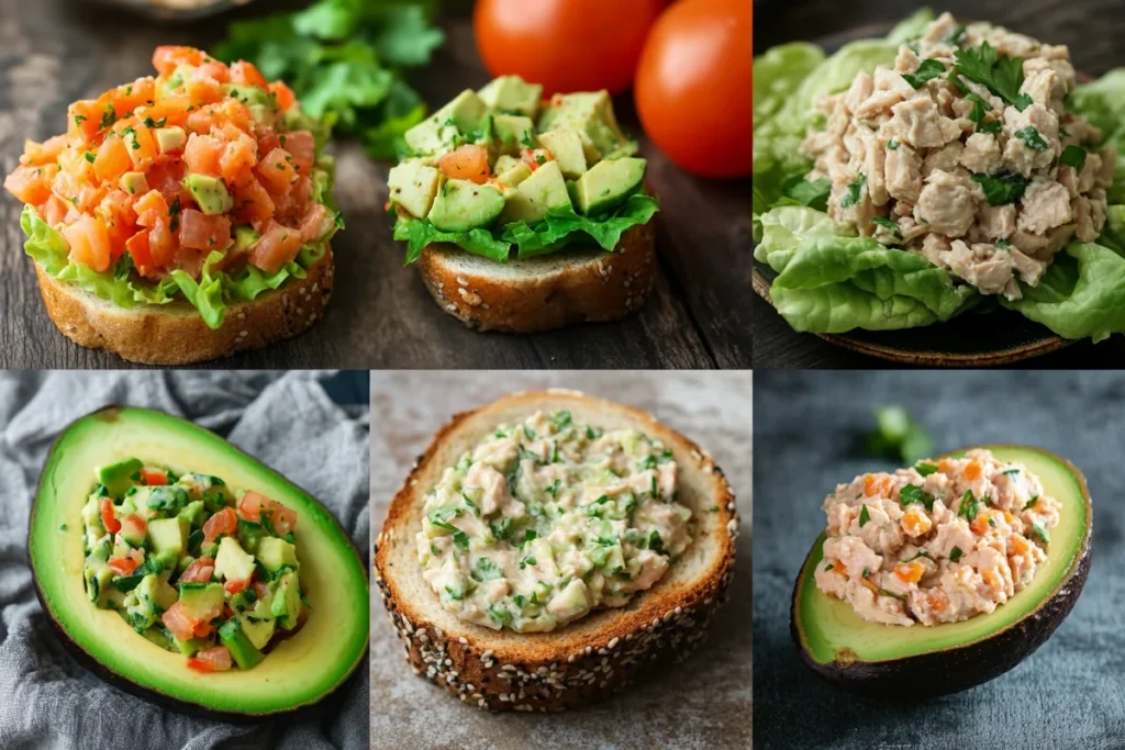 Different serving ideas for Green Goddess Tuna Salad