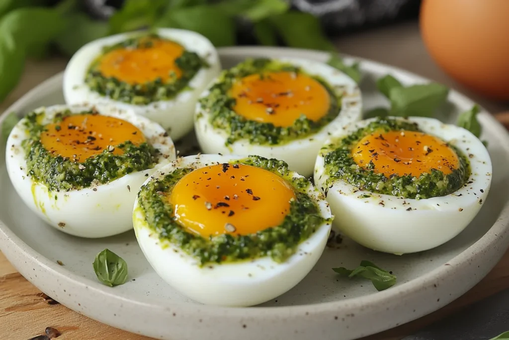 Delicious Pesto Eggs on Sourdough Toast