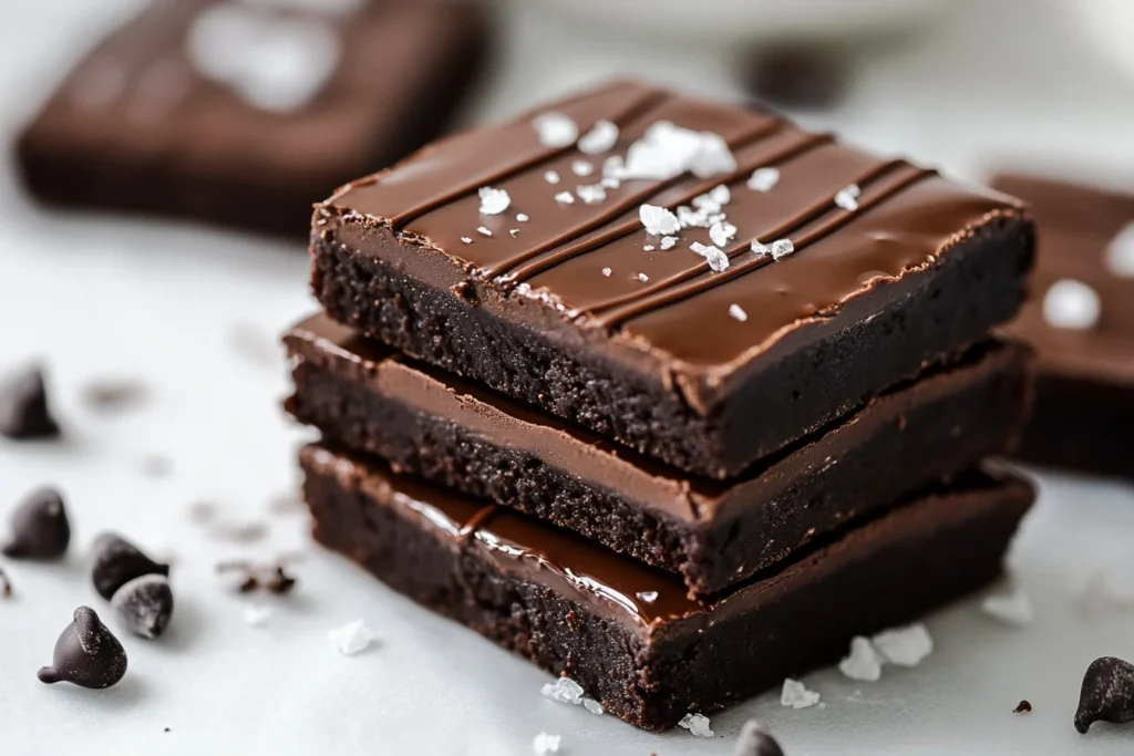 Fudgy brownies with sea salt and chocolate drizzle